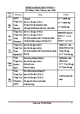 Kế hoạch bài học tuần 35 lớp 4 - Năm học 2016-2017 - Lê Văn Hoàn